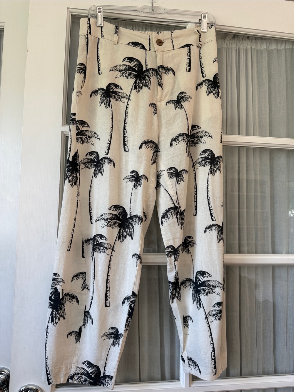 Palm-Print Casual Pants